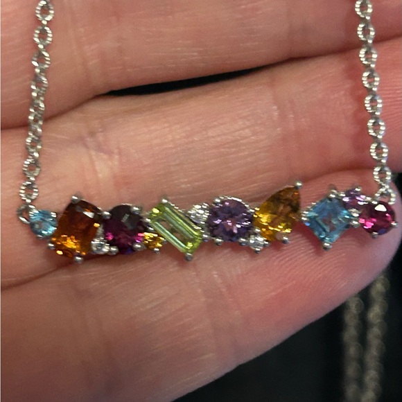 Judith Ripka Jewelry - Garnet, Amethyst, peridot, citrine, Judith Ripka, 925 sterling silver necklace.